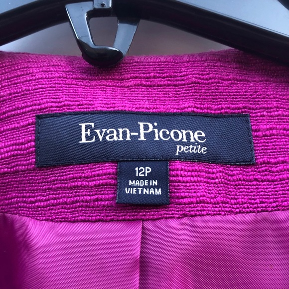Evan-Picone Fuchsia Two Button Textured Career Suit Formal Blazer Jacket EUC 12P - Picture 9 of 10
